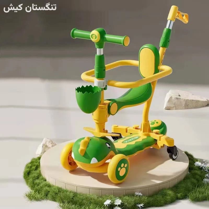 اسکوتر چند کاره صندلی دار تاشو (دسته هدایت والدین) مدل دایناسوری — تصویر ۱۲