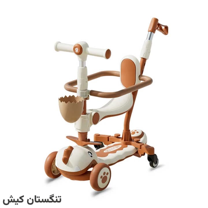 اسکوتر چند کاره صندلی دار تاشو (دسته هدایت والدین) مدل دایناسوری — تصویر ۷