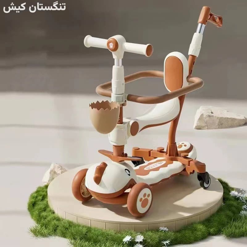 اسکوتر چند کاره صندلی دار تاشو (دسته هدایت والدین) مدل دایناسوری — تصویر ۸