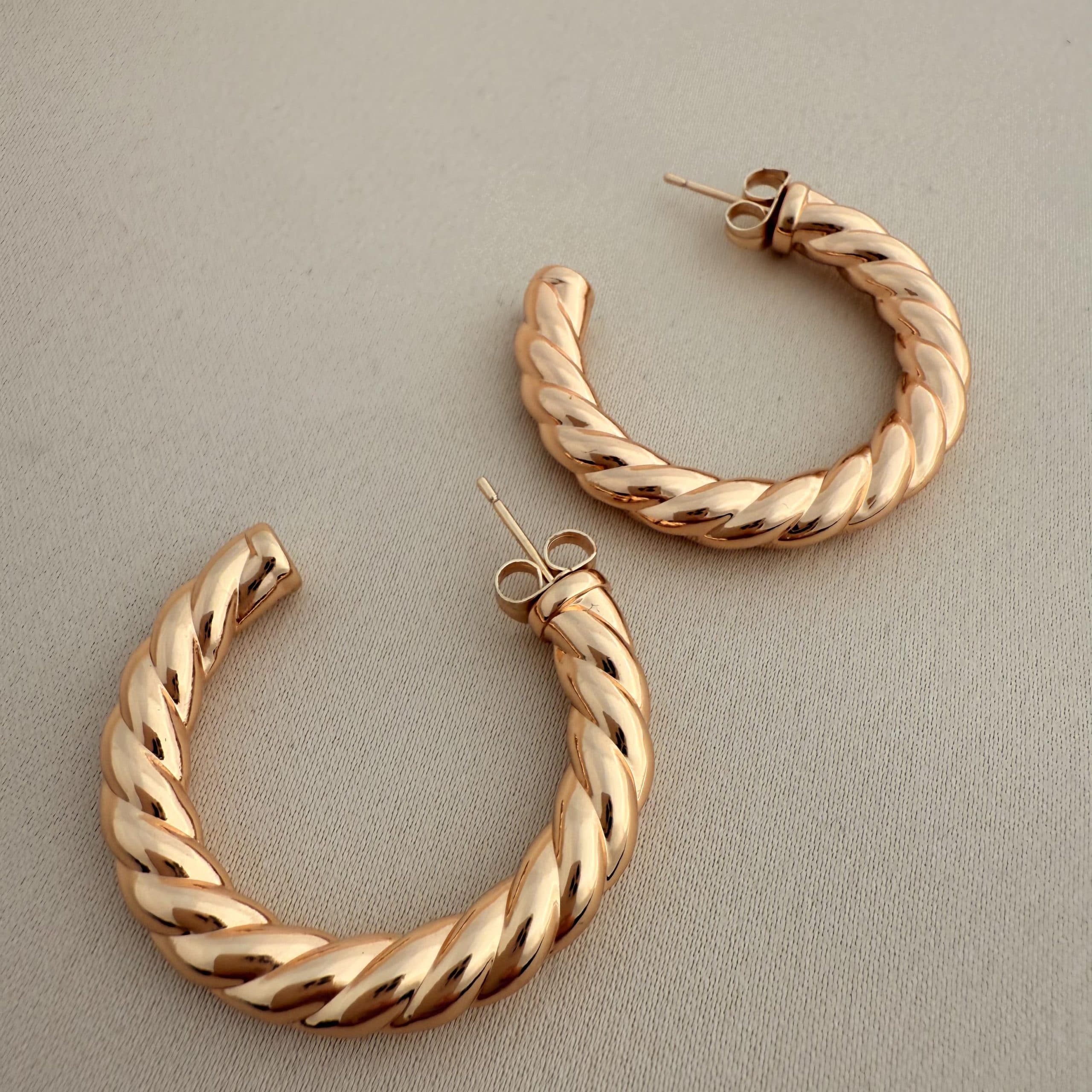 گوشواره طرح پیچ طنابی ژوپینگ مدل B000953775 — تصویر ۳