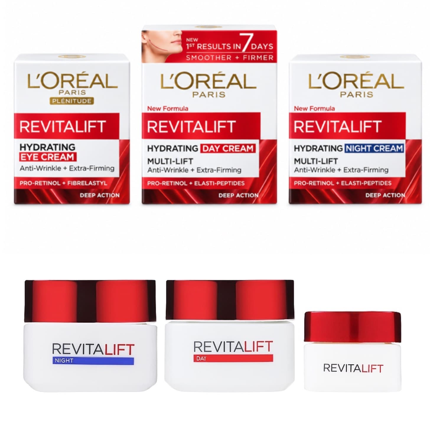پک 3 عددی کرم ضد چروک روز ،شب و دورچشم لورال Loreal مدل Revitalift — تصویر ۲