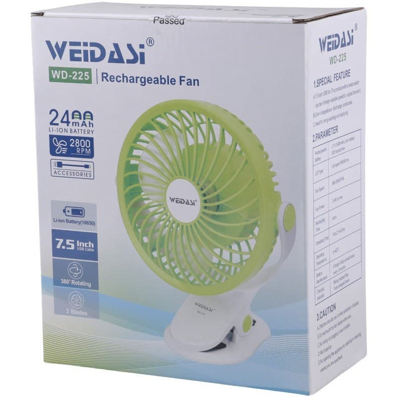 پنکه شارژی ویداسی مدل WD-225 — تصویر ۴
