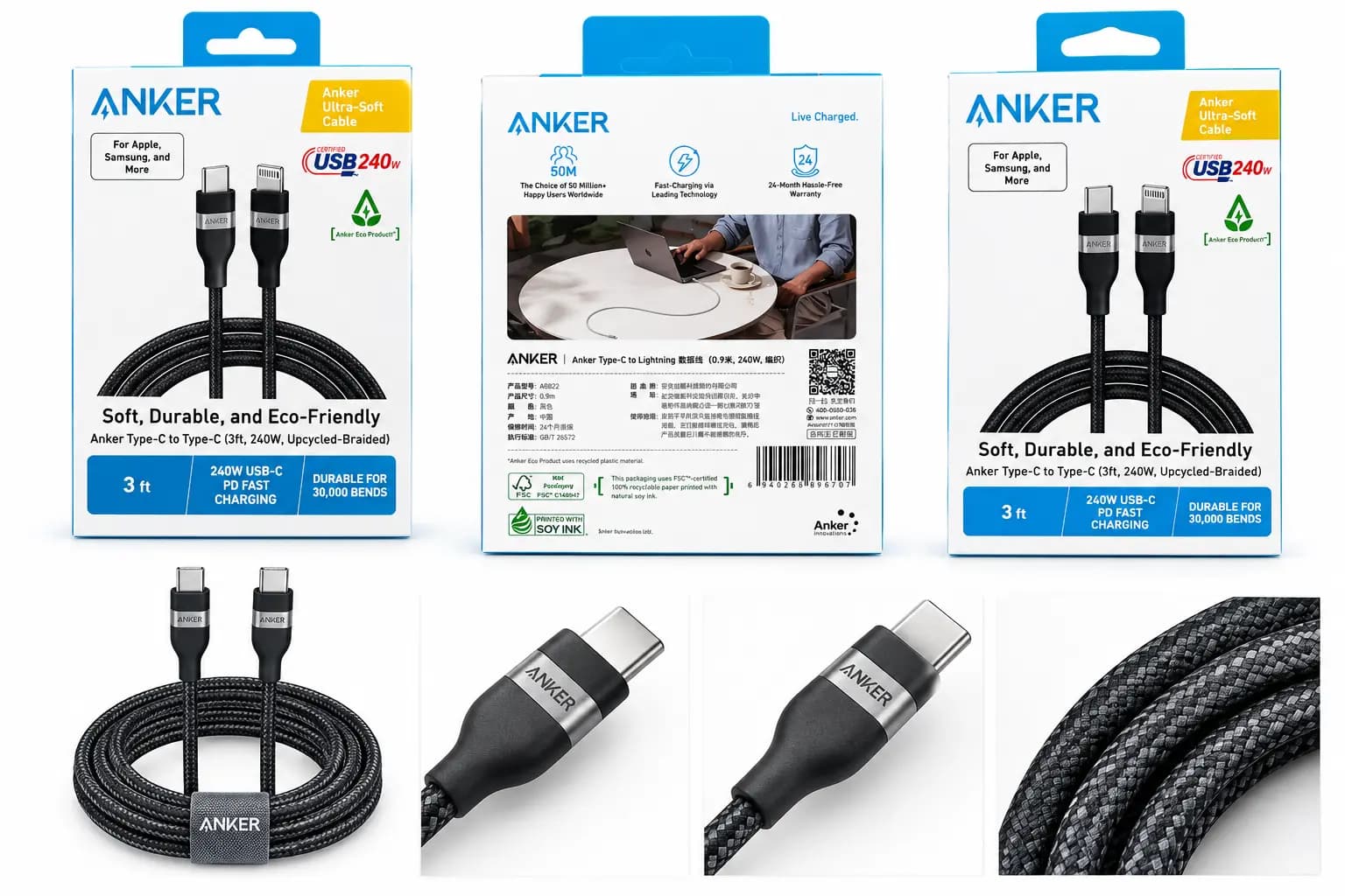 کابل شارژ انکر USB-A به Lightning مدل Anker — تصویر ۲