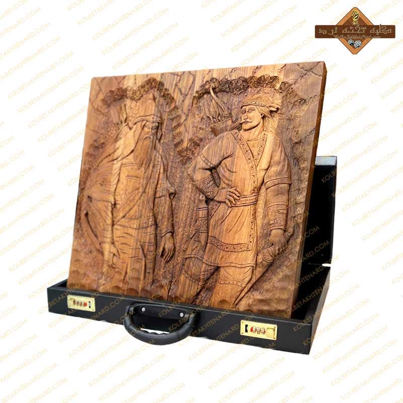 تخته نرد منبت کاری رستم و سهراب — تصویر ۷