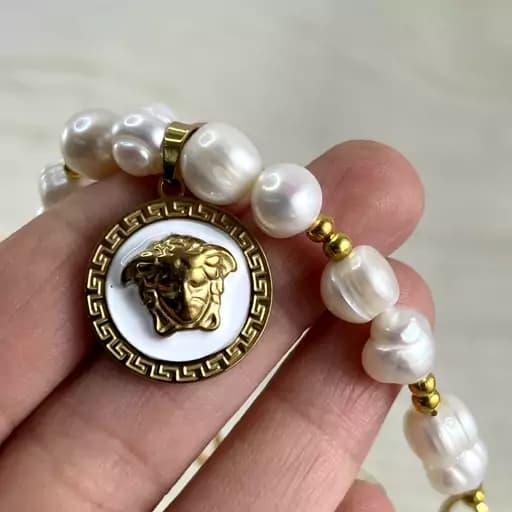 گردنبند ورساچه با مروارید اصل — تصویر ۶