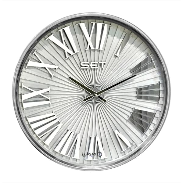 ساعت دیواری ست X600 فلزی – 55 سانتی آبکاری نقره ای