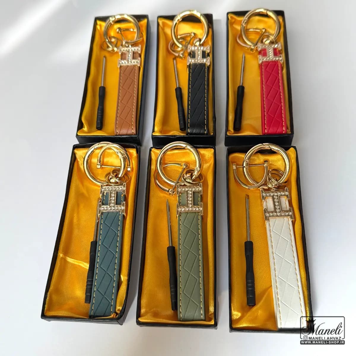 جاکلیدی طرح چرم نگین دار باکیفیت مستر کوالتی با لوگو هرمس(HERMES) — تصویر ۹