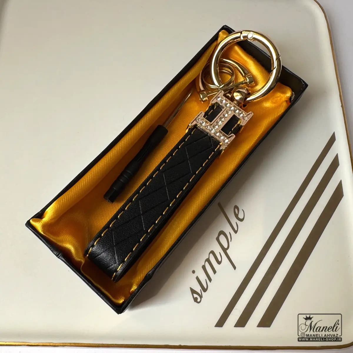 جاکلیدی طرح چرم نگین دار باکیفیت مستر کوالتی با لوگو هرمس(HERMES) — تصویر ۷