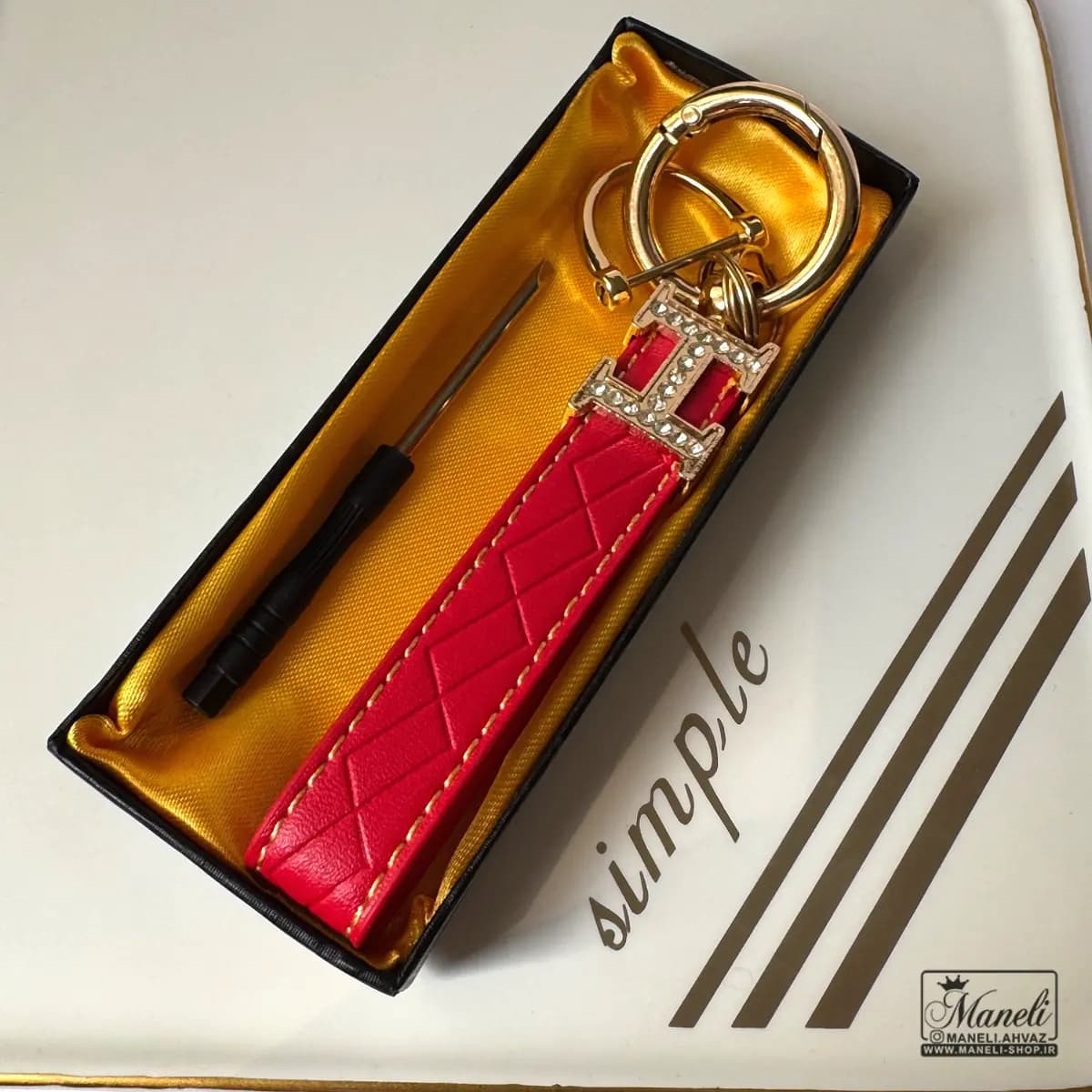 جاکلیدی طرح چرم نگین دار باکیفیت مستر کوالتی با لوگو هرمس(HERMES) — تصویر ۸