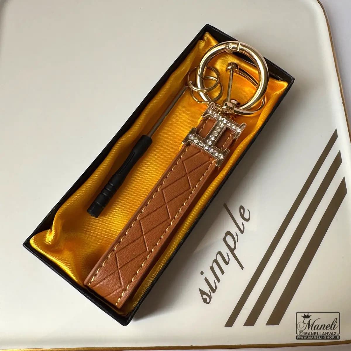 جاکلیدی طرح چرم نگین دار باکیفیت مستر کوالتی با لوگو هرمس(HERMES) — تصویر ۶