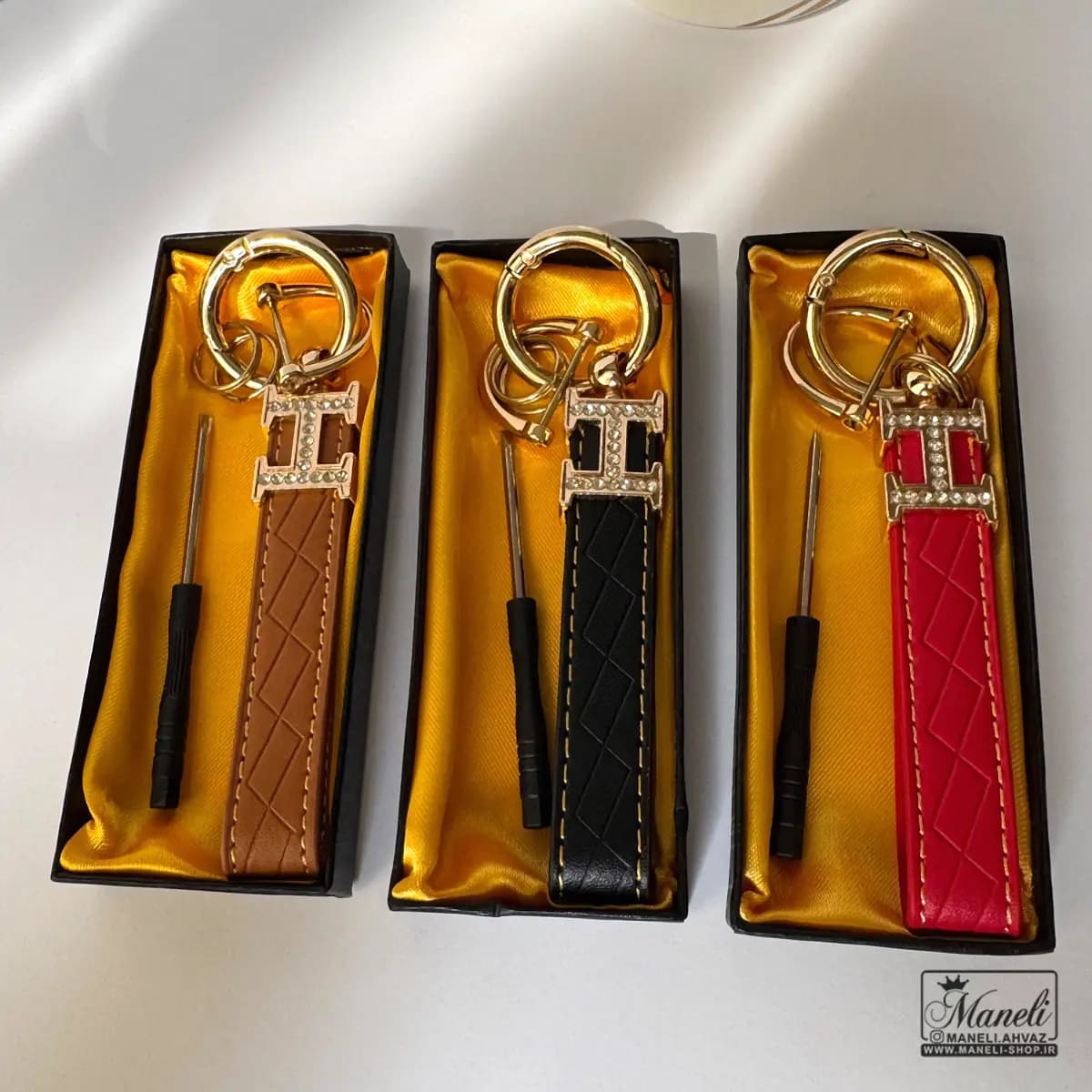 جاکلیدی طرح چرم نگین دار باکیفیت مستر کوالتی با لوگو هرمس(HERMES) — تصویر ۲