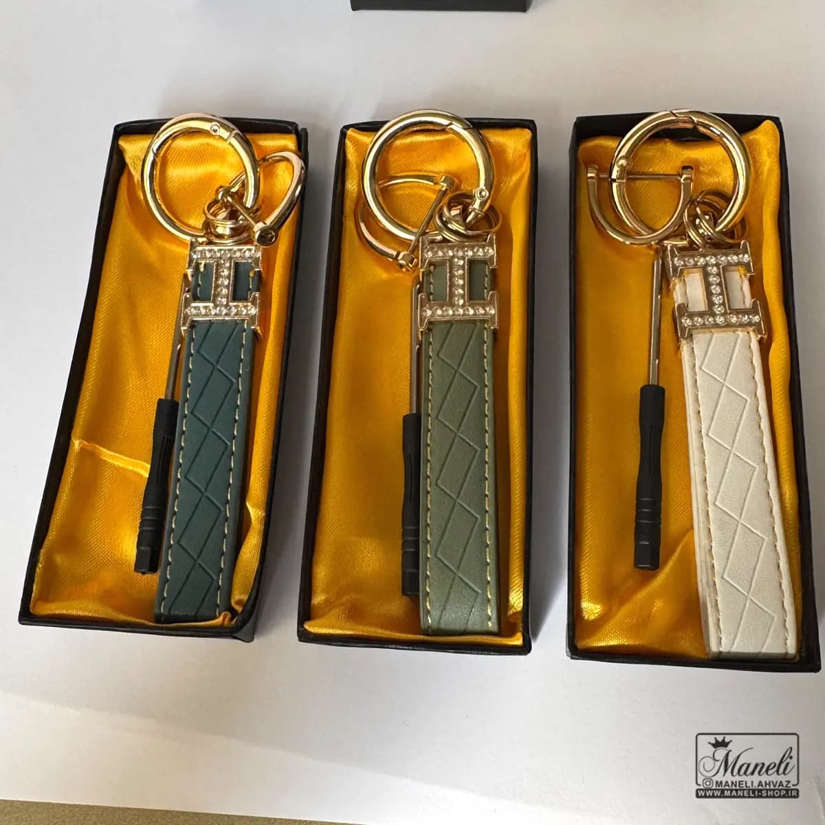 جاکلیدی طرح چرم نگین دار باکیفیت مستر کوالتی با لوگو هرمس(HERMES) — تصویر ۳