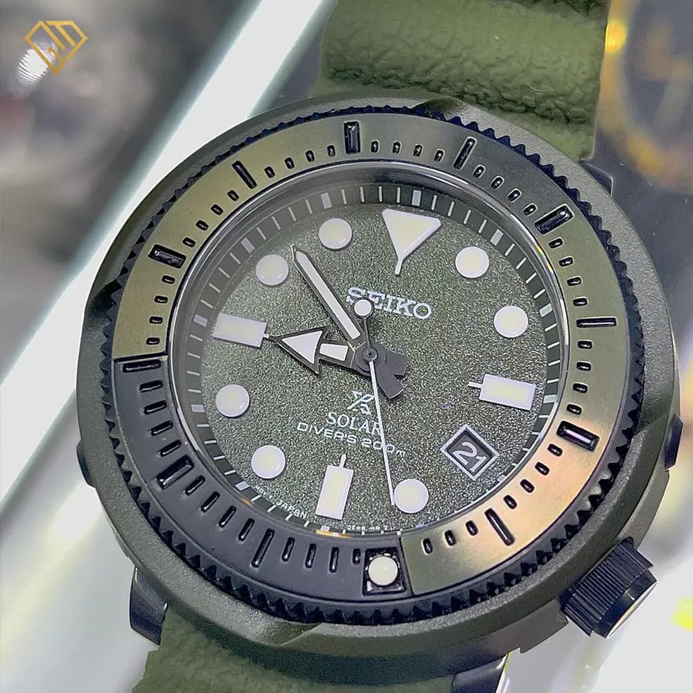 ساعت مردانه سیکو Seiko Prospex SNE535-GK سبز | سولار، کیفیت مستر، بند PU — تصویر ۱۰