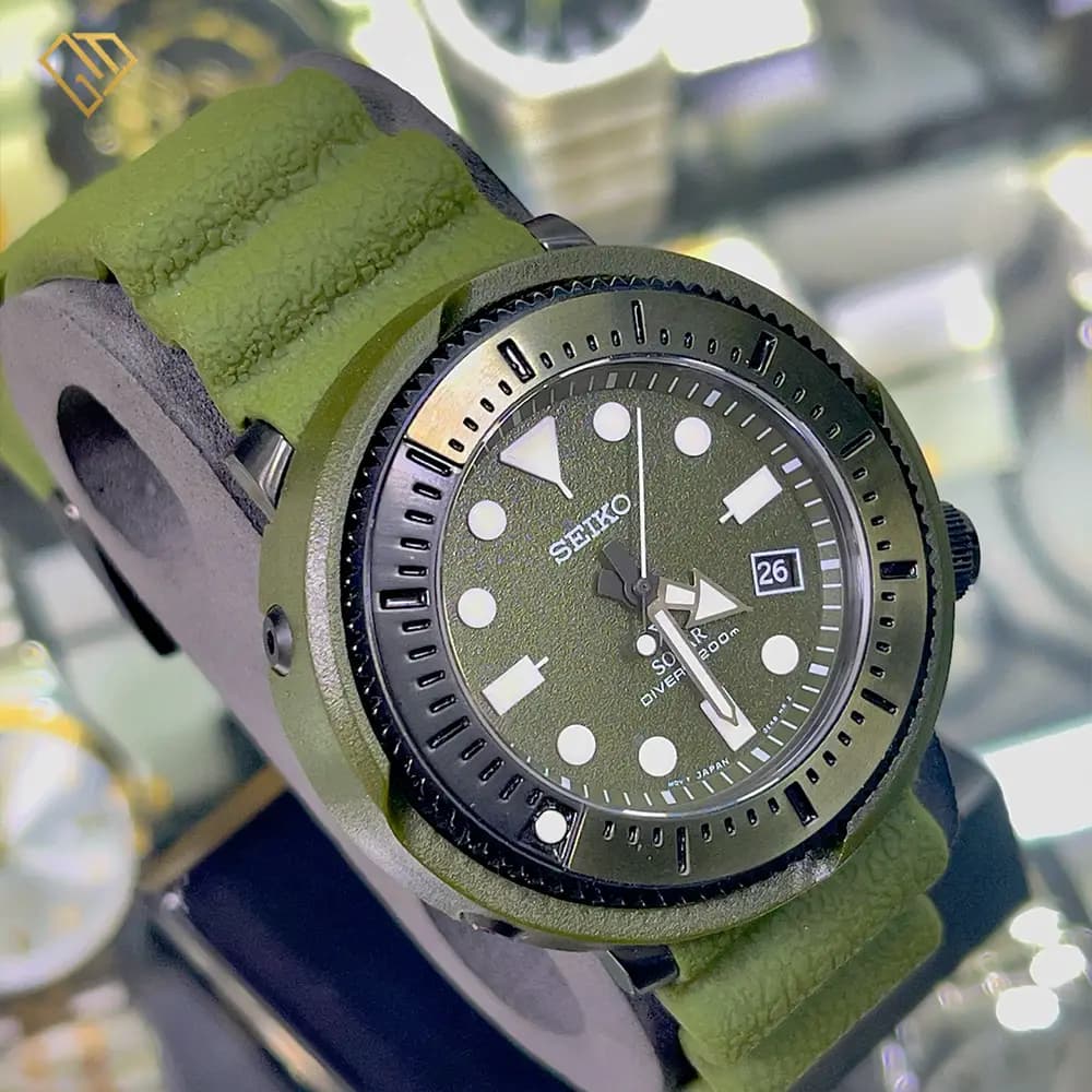 ساعت مردانه سیکو Seiko Prospex SNE535-GK سبز | سولار، کیفیت مستر، بند PU — تصویر ۸