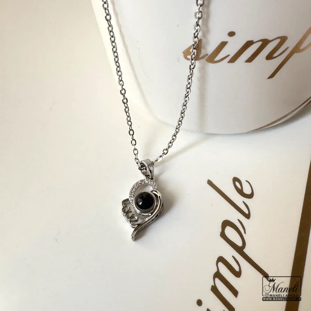 گردنبند نقره ای تلسکوپی طرح قلب وLOVE و با متن صد زبان دنیا دوستت دارم