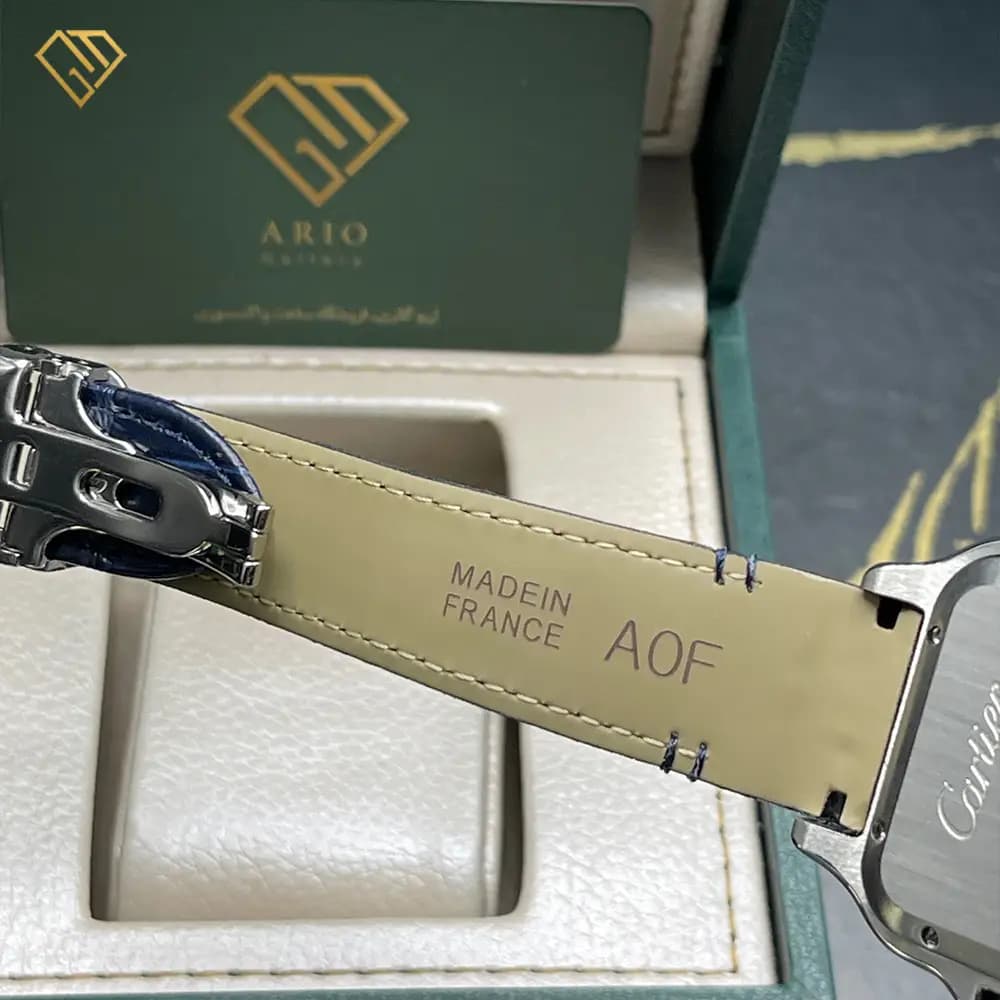 ساعت مچی مردانه لوکس کارتیه د سانتوس Cartier De Santos XL سرمهای | بند چرم، مستر کوالیتی، گارانتی دار — تصویر ۱۱