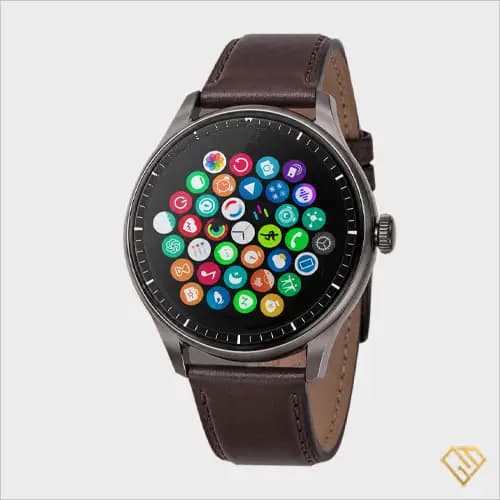 ساعت هوشمند صفحه گرد مردانه howear مدل hw7 pro plus | بدنه تیتانیوم، بند چرم، صفحه AMOLED — تصویر ۹