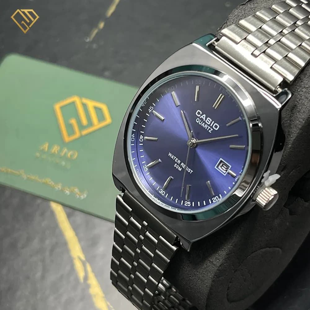 ساعت مچی مردانه کاسیو گادفادر casio godfather | بند و بدنه استیل رنگ ثابت، صفحه سرمه ای — تصویر ۱۰