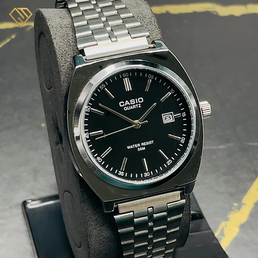 ساعت مچی مردانه کاسیو گادفادر casio godfather، بند و بدنه استیل رنگ ثابت، صفحه مشکی — تصویر ۹