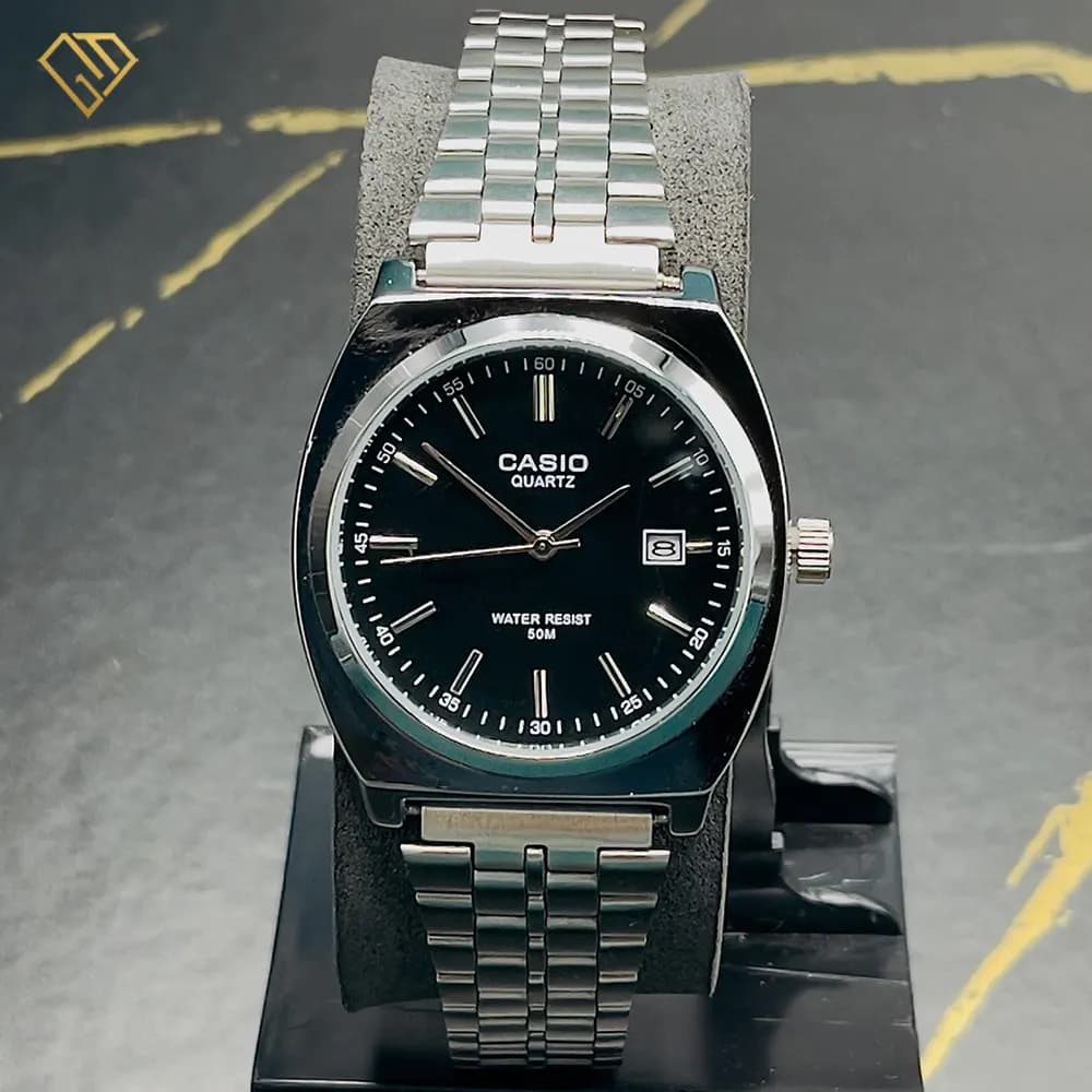 ساعت مچی مردانه کاسیو گادفادر casio godfather، بند و بدنه استیل رنگ ثابت، صفحه مشکی — تصویر ۱۰
