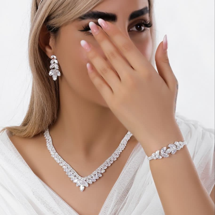 سرویس طرح جواهر برند سانتیوگو/مناسب عروس و جشن/ روح گندم