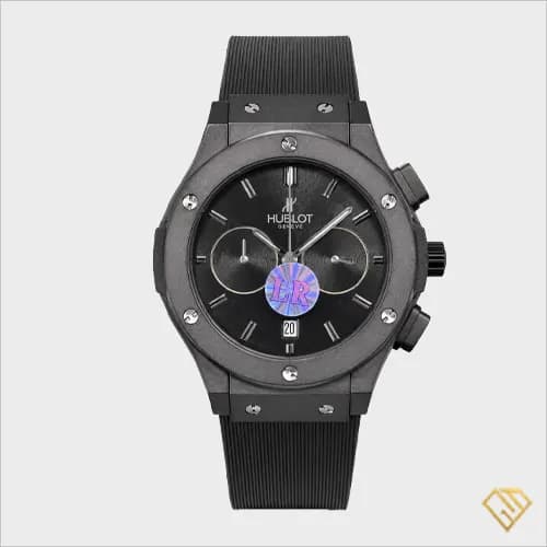 ساعت مردانه هابلوت ژنو (Hublot Geneve)، سه موتوره مشکی با بند رابر، کیفیت مستر کوالیتی