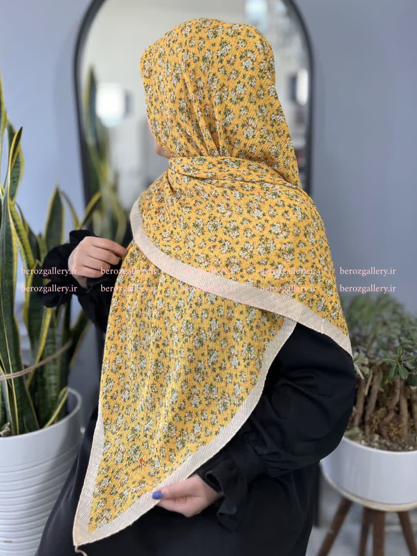 روسری پلیسه برشکا گلدار قواره ۱۳۰ — تصویر ۱۰