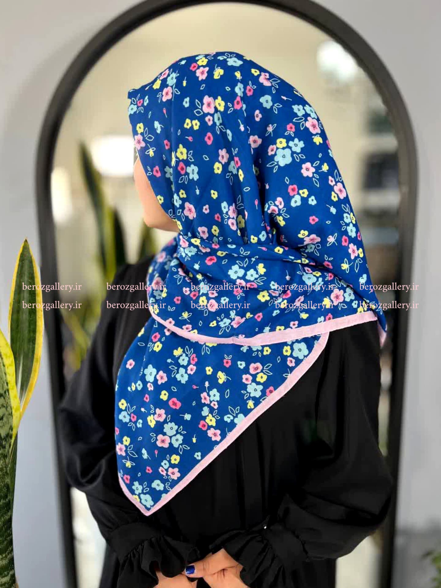 روسری نخی دخترانه گلدار قواره ۱۰۰ — تصویر ۹