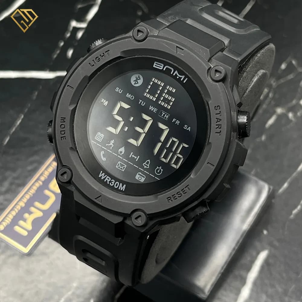 ساعت دیجیتال مردانه بنمی 2026G، اسپرت، کیفیت مستر، سایز 49mm، فریم و بند مشکی — تصویر ۲