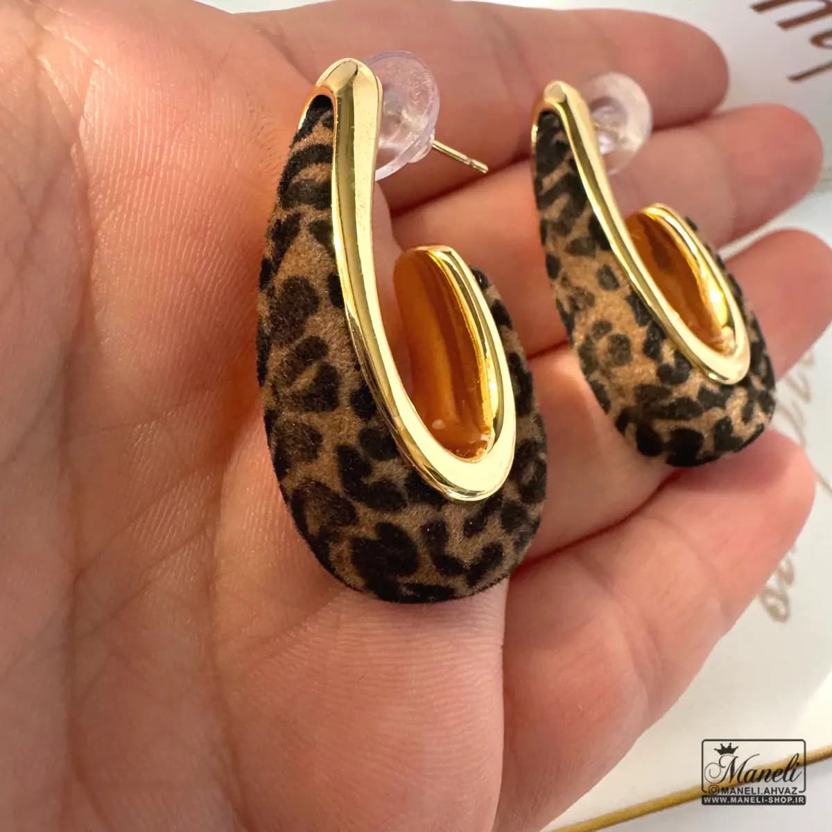 گوشواره پلنگی قهوه ای و طلایی گوشواره ترند — تصویر ۶