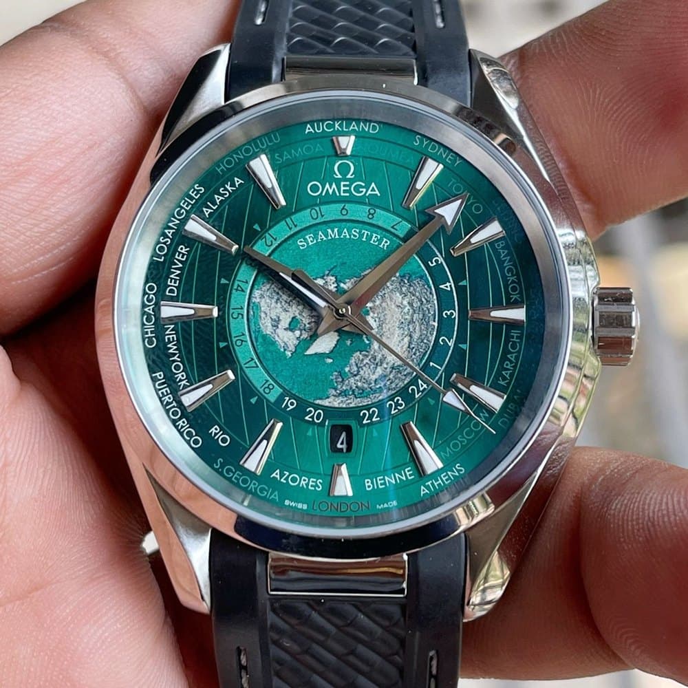 ساعت مردانه امگا سی مستر Omega Seamaster World Time G | اتوماتیک با بند PU و بدنه استیل 316 — تصویر ۵
