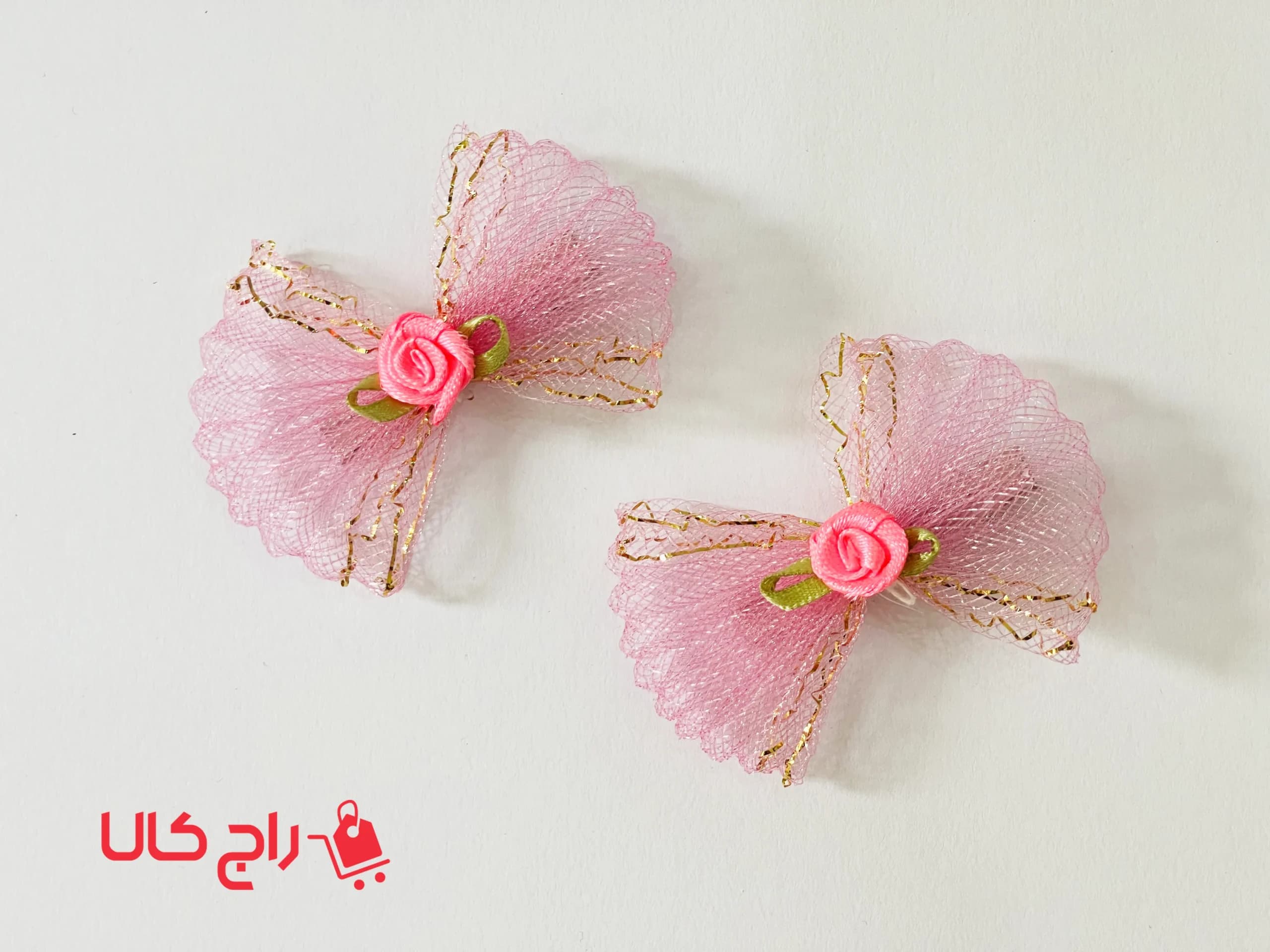 گیره مو پاپیون توری وارداتی جفتی — تصویر ۵