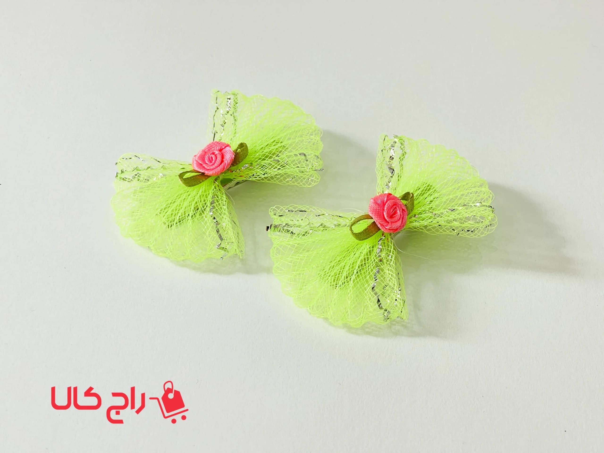 گیره مو پاپیون توری وارداتی جفتی — تصویر ۴