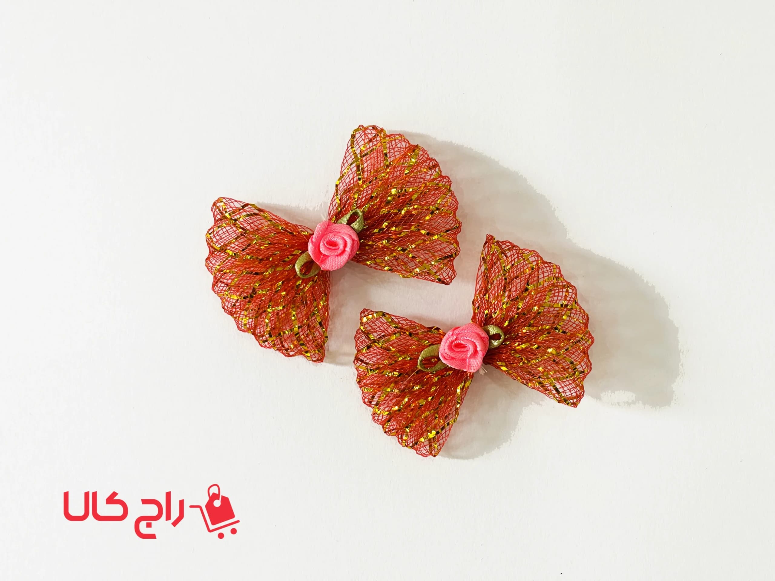 گیره مو پاپیون توری وارداتی جفتی — تصویر ۳