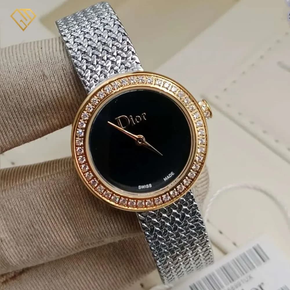 ساعت زنانه لوکس دیور مدل Dior PT750-SRG | صفحه مشکی و بند نقره ای — تصویر ۵
