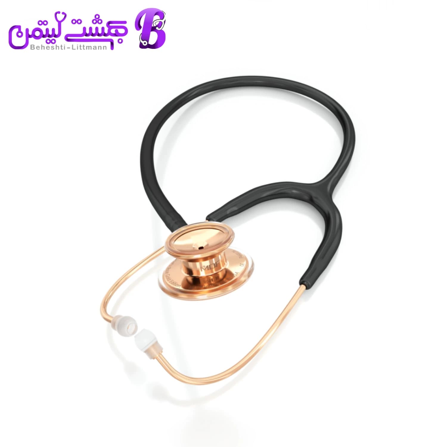 گوشی پزشکی MDF 777 مشکی رزگلد — تصویر ۶