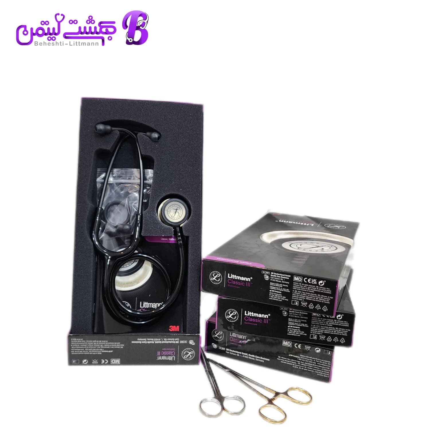 گوشی پزشکی لیتمن کلاسیک 3 مشکی شامپاینی 5861 — تصویر ۲