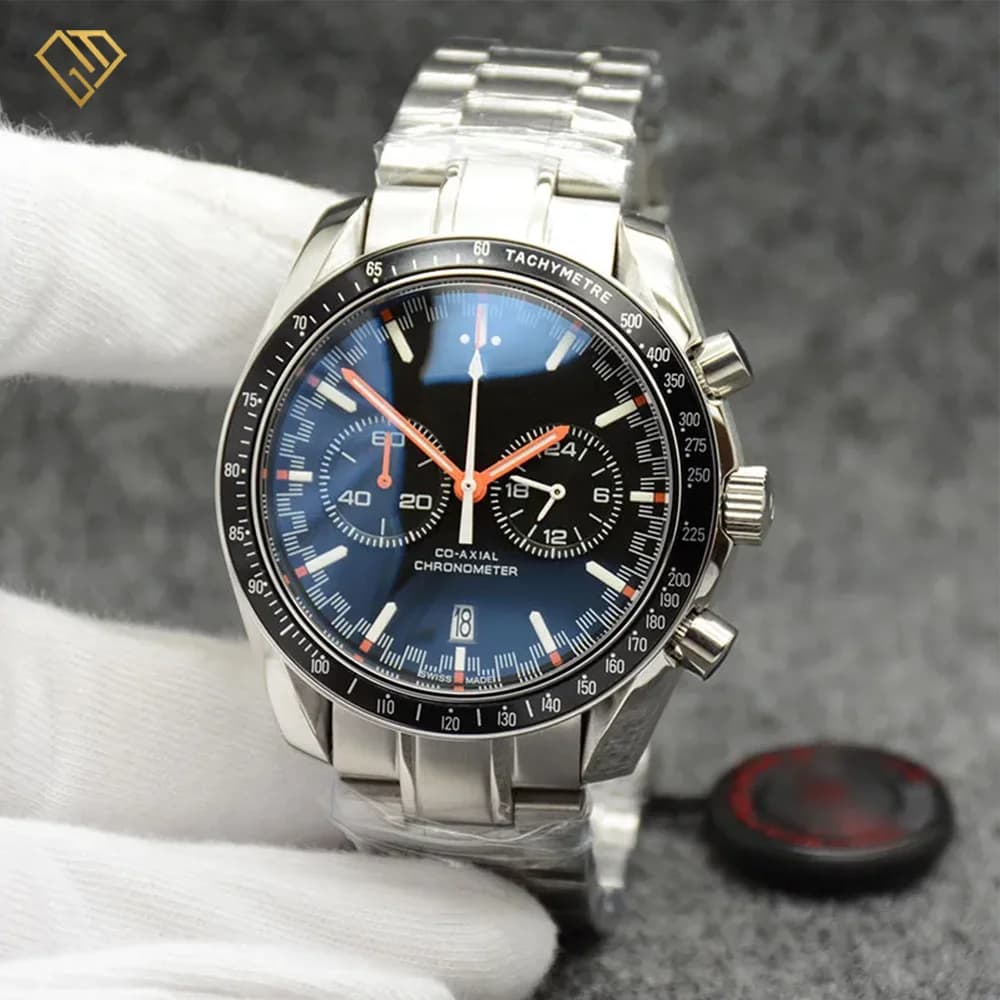ساعت مچی مردانه امگا اسپید مستر OMEGA SPEEDMASTER | رنگ صفحه سرمه‌ای و کیفیت مستر — تصویر ۲