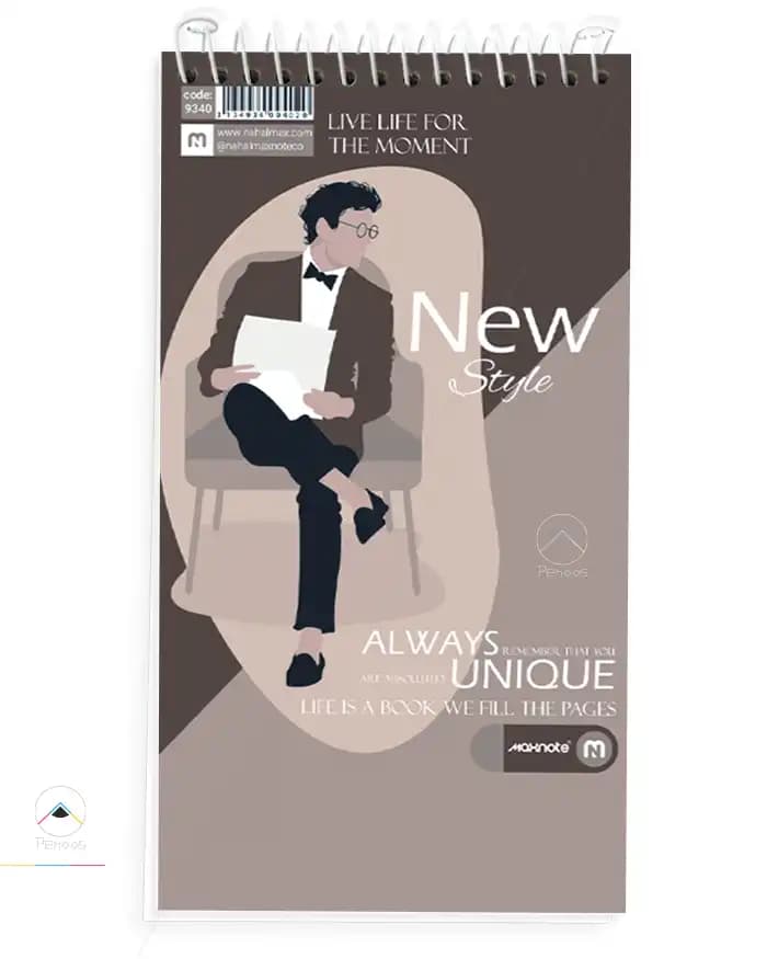 دفترچه یاداشت سیم از بالا خبرنگاری 100برگ نهال مکث سایز 12×22 کد:26N-9340 — تصویر ۴