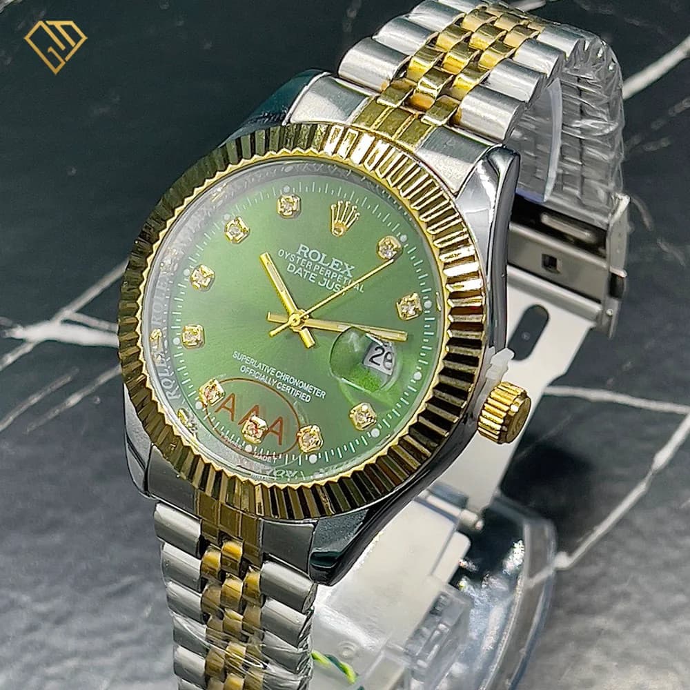 ساعت مردانه رولکس اویستر پرپچوال (Oyster Perpetual) صفحه سبز و رنگ ثابت — تصویر ۹