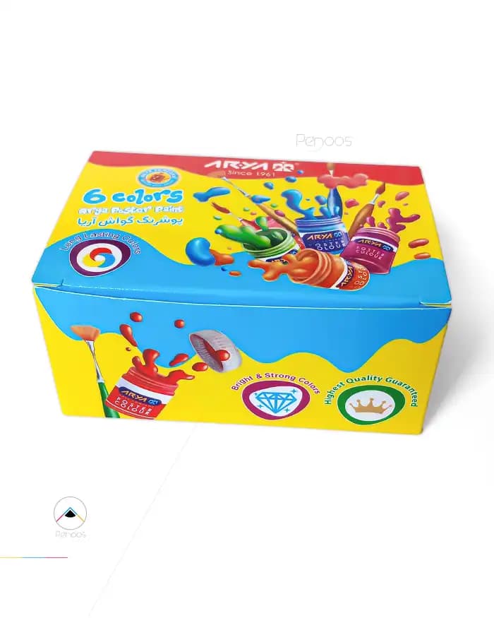 گواش 6 رنگ آریا poster paint کد:26S4027 — تصویر ۳