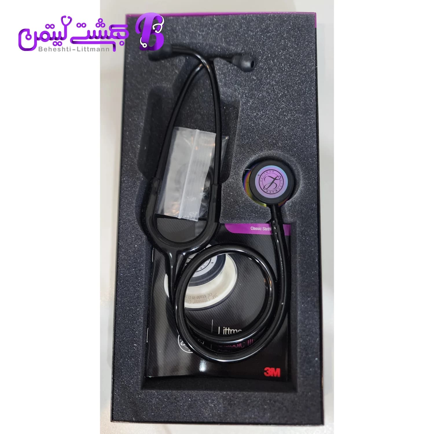 گوشی پزشکی لیتمن کلاسیک 3 مشکی رنگین کمانی 5870 — تصویر ۲