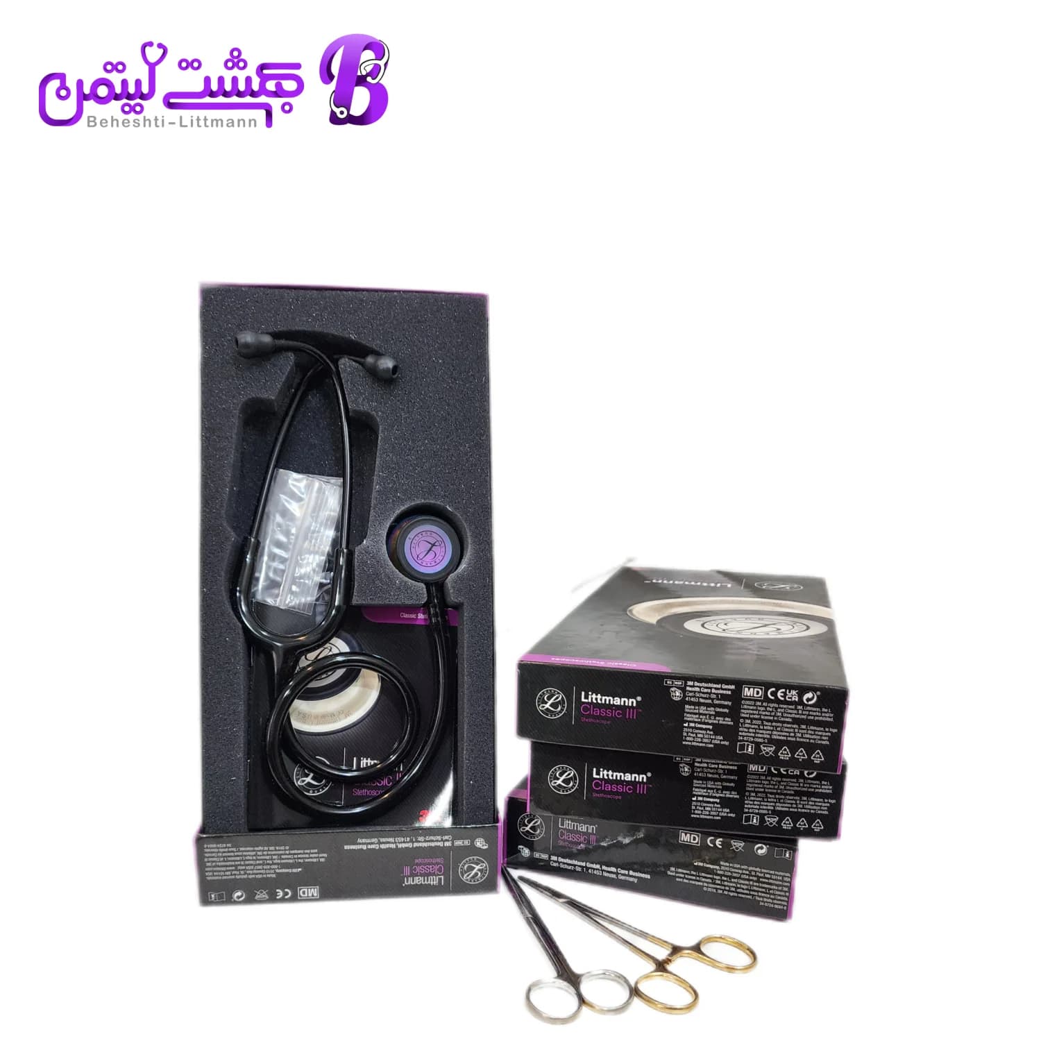 گوشی پزشکی لیتمن کلاسیک 3 مشکی رنگین کمانی 5870 — تصویر ۶