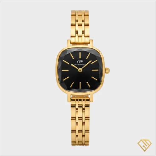 ساعت زنانه صفحه مربع برند Daniel Wellington بند استیل