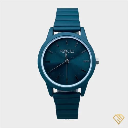 ساعت مچی عقربه‌ای دخترانه فنچی (FENCCI) – مدل مینیمال سبز تیره با بند ریلی