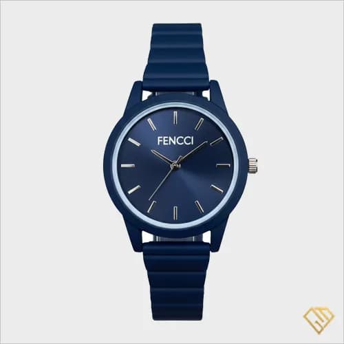 ساعت مچی عقربه‌ای دخترانه فنچی (FENCCI) – مدل مینیمال سرمه‌ای با بند ریلی
