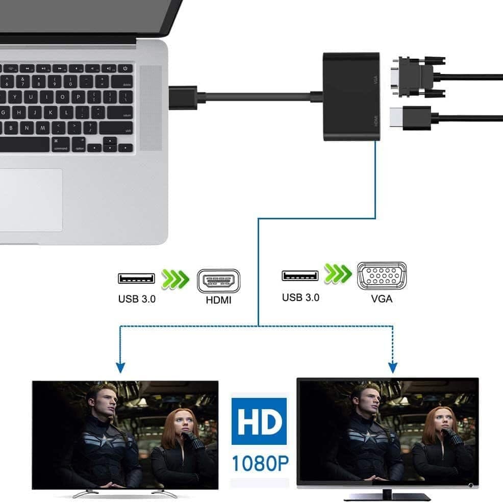 مبدل Type-C به HDMI و VGA کی نت مدل K-COUC30HV با رزولوشن ۴K — تصویر ۷