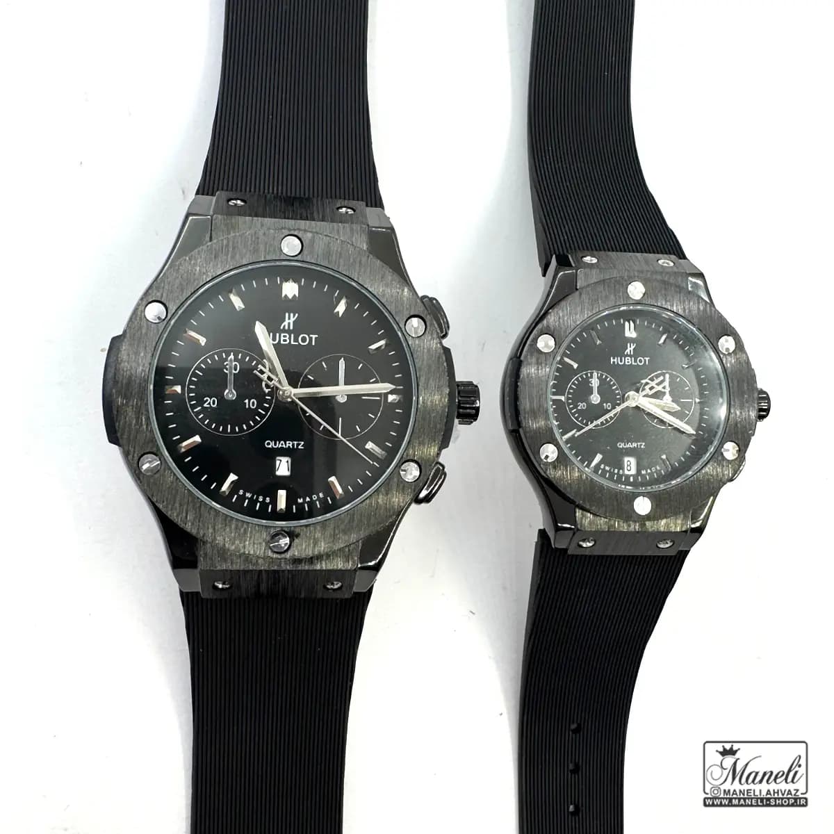 ست ساعت هابلوت HUBLOT مشکی بند رابر — تصویر ۷