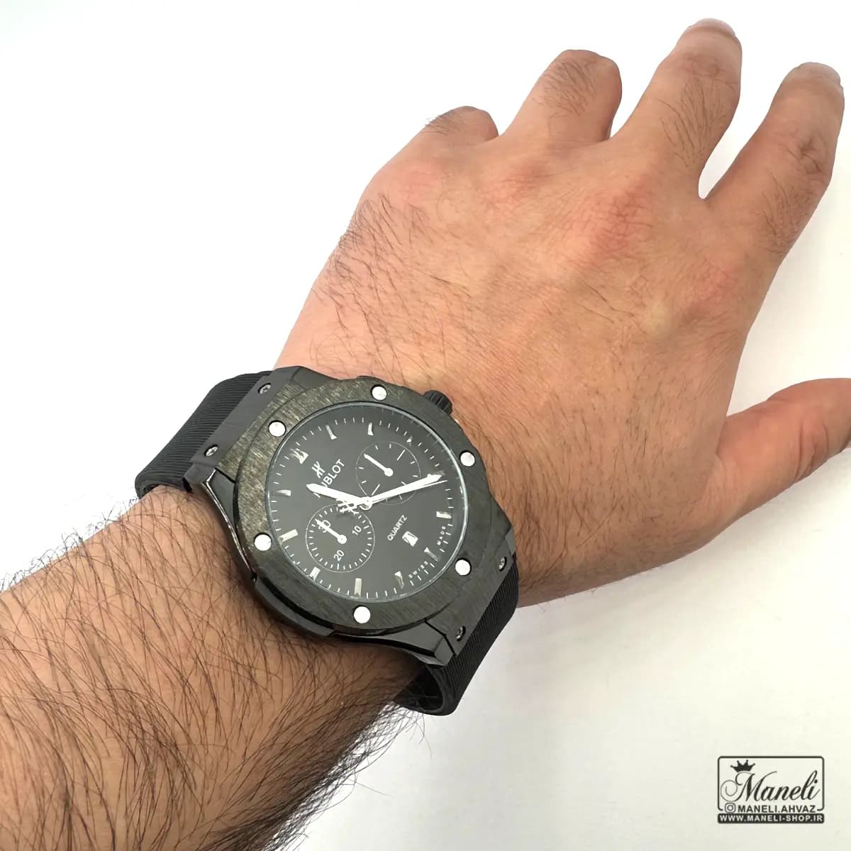 ست ساعت هابلوت HUBLOT مشکی بند رابر — تصویر ۲