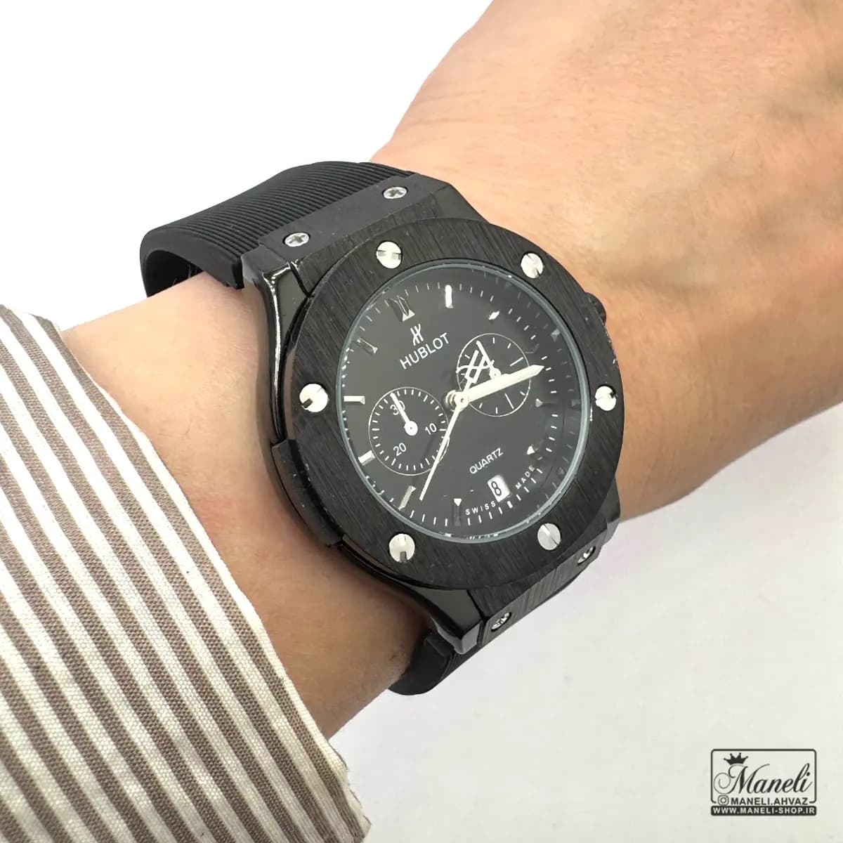 ست ساعت هابلوت HUBLOT مشکی بند رابر — تصویر ۵